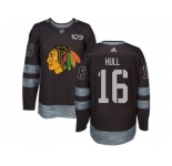 Men's Chicago Blackhawks #16 Bobby Hull Black 1917-2017 100th Anniversary Stitched NHL Jersey