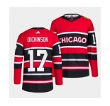 Men's Chicago Blackhawks #17 Jason Dickinson Red Black 2022 Reverse Retro Stitched Jersey