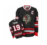 Men's Chicago Blackhawks #19 Jonathan Toews Reebok Premier Black Skull Ice Hockey Jersey