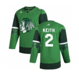 Men's Chicago Blackhawks #2 Duncan Keith 2020 St. Patrick's Day Stitched Hockey Jersey Green
