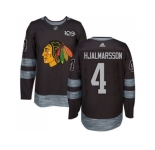 Men's Chicago Blackhawks #4 Niklas Hjalmarsson Black 1917-2017 100th Anniversary Stitched NHL Jersey