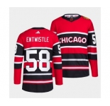 Men's Chicago Blackhawks #58 MacKenzie Entwistle Red Black 2022 Reverse Retro Stitched Jersey