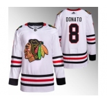 Men's Chicago Blackhawks #8 Ryan Donato White Stitched Hockey Jersey