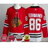 Men's Chicago Blackhawks #86 Teuvo Teravainen Red 100 Years Anniversary Authentic Jersey