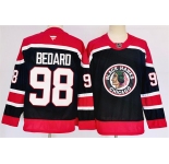 Men's Chicago Blackhawks #98 Connor Bedard Black 2024-25 Stitched Hockey Jersey