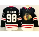 Men's Chicago Blackhawks #98 Connor Bedard Black Stitched Hockey Jersey