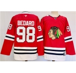 Men's Chicago Blackhawks #98 Connor Bedard Red Stitched Hockey Jersey