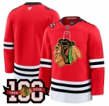 Men's Chicago Blackhawks Blank Red 2025 Home 100th Anniversary Stitched Hockey Jersey
