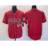 Men's Chicago Blackhawks Blank Red Cool Base Stitched Baseball Jersey