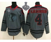 NHL Blackhawks #4 Niklas Hjalmarsson Charcoal Cross Check Fashion 2015 Stanley Cup Stitched Jerseys