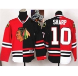 NHL Chicago Blackhawks #10 Patrick Sharp Red Black Split 2015 Stanley Cup Champions jerseys