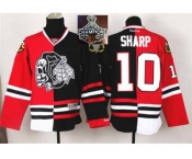 NHL Chicago Blackhawks #10 Patrick Sharp Red Black Split White Shull 2015 Stanley Cup Champions jerseys
