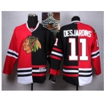 NHL Chicago Blackhawks #11 Desjardins Red Black Split 2015 Stanley Cup Champions jerseys