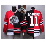 NHL Chicago Blackhawks #11 Desjardins Red Black Split White Shull 2015 Stanley Cup Champions jerseys