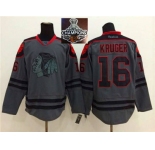 NHL Chicago Blackhawks #16 Marcus Kruger Charcoal Cross Check Fashion 2015 Stanley Cup Champions jerseys