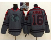NHL Chicago Blackhawks #16 Marcus Kruger Charcoal Cross Check Fashion 2015 Stanley Cup Champions jerseys