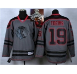 NHL Chicago Blackhawks #19 Jonathan Toews Charcoal Cross Check Fashion 2015 Stanley Cup Champions jerseys