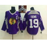 NHL Chicago Blackhawks #19 Jonathan Toews Purple Practice 2015 Stanley Cup Champions jerseys