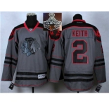 NHL Chicago Blackhawks #2 Duncan Keith Charcoal Cross Check Fashion 2015 Stanley Cup Champions jerseys