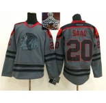 NHL Chicago Blackhawks #20 Brandon Saad Charcoal Cross Check Fashion 2015 Stanley Cup Champions jerseys