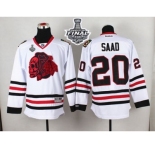 NHL Chicago Blackhawks #20 Brandon Saad White(Red Skull) 2015 Stanley Cup Stitched Jerseys