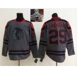NHL Chicago Blackhawks #29 Bryan Bickell Charcoal Cross Check Fashion 2015 Stanley Cup Champions jerseys