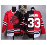 NHL Chicago Blackhawks #33 Darling Red Black Split Red Shull 2015 Stanley Cup Champions jerseys
