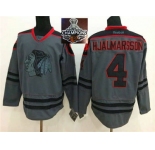 NHL Chicago Blackhawks #4 Niklas Hjalmarsson Charcoal Cross Check Fashion 2015 Stanley Cup Champions jerseys