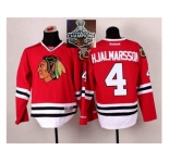 NHL Chicago Blackhawks #4 Niklas Hjalmarsson Red 2014 Stadium Series 2015 Stanley Cup Champions jerseys