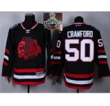 NHL Chicago Blackhawks #50 Corey Crawford Black(Red Skull) 2014 Stadium Series 2015 Stanley Cup Champions jerseys