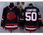 NHL Chicago Blackhawks #50 Corey Crawford Black(Red Skull) 2014 Stadium Series 2015 Stanley Cup Champions jerseys