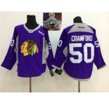 NHL Chicago Blackhawks #50 Corey Crawford Purple Practice 2015 Stanley Cup Champions jerseys