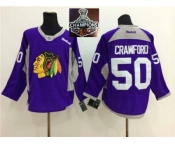 NHL Chicago Blackhawks #50 Corey Crawford Purple Practice 2015 Stanley Cup Champions jerseys