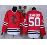 NHL Chicago Blackhawks #50 Corey Crawford Red(Red Skull) 2014 Stadium Series 2015 Stanley Cup Champions jerseys
