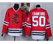 NHL Chicago Blackhawks #50 Corey Crawford Red(Red Skull) 2014 Stadium Series 2015 Stanley Cup Champions jerseys