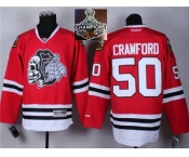 NHL Chicago Blackhawks #50 Corey Crawford Red(White Skull) 2014 Stadium Series 2015 Stanley Cup Champions jerseys