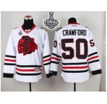 NHL Chicago Blackhawks #50 Corey Crawford White(Red Skull) 2015 Stanley Cup Stitched Jerseys