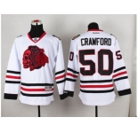 NHL Chicago Blackhawks #50 Corey Crawford White(Red Skull) Stitched Jerseys