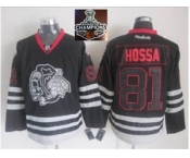 NHL Chicago Blackhawks #81 Marian Hossa Black Ice Jersey Skull Logo Fashion 2015 Stanley Cup Champions jerseys