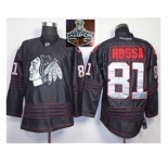 NHL Chicago Blackhawks #81 Marian Hossa Black Ice Silver Number 2015 Stanley Cup Champions jerseys