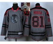 NHL Chicago Blackhawks #81 Marian Hossa Charcoal Cross Check Fashion 2015 Stanley Cup Champions jerseys
