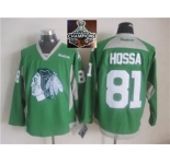 NHL Chicago Blackhawks #81 Marian Hossa Green Practice 2015 Stanley Cup Champions jerseys