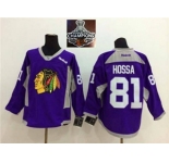 NHL Chicago Blackhawks #81 Marian Hossa Purple Practice 2015 Stanley Cup Champions jerseys
