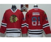 NHL Chicago Blackhawks #81 Marian Hossa Red USA Flag Fashion 2015 Stanley Cup Champions jerseys