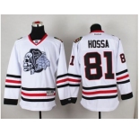NHL Chicago Blackhawks #81 Marian Hossa White(White Skull) Stitched Jerseys