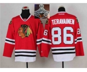 NHL Chicago Blackhawks #86 Teuvo Teravainen Red 2014 Stadium Series 2015 Stanley Cup Champions jerseys