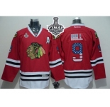NHL Chicago Blackhawks #9 Bobby Hull Red USA Flag Fashion 2015 Stanley Cup Stitched Jerseys