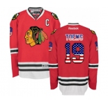 Reebok Chicago Blackhawks #19 Jonathan Toews Authentic Red USA Flag Fashion NHL Jersey