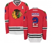 Reebok Chicago Blackhawks #2 Duncan Keith Authentic Red USA Flag Fashion NHL Jersey