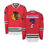 Reebok Chicago Blackhawks #7 Brent Seabrook Premier Red USA Flag Fashion NHL Jersey